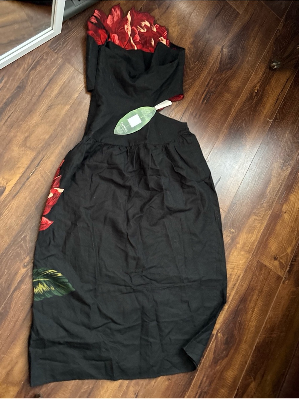FARM Rio Black Maxi Dress with Red Floral Print - Picture 6 of 9